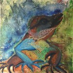 blue iguana, oil un canvas, 80 x 80 cm